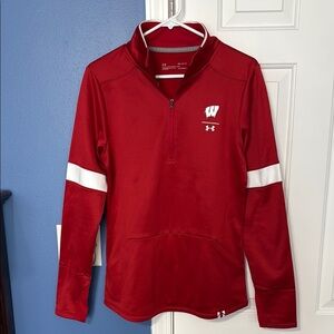 Women’s Wisconsin Under Armour Red Quarter-Zip Pullover